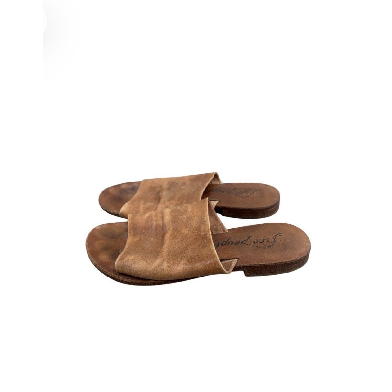 Free People Womens Brown Vicente Leather Slide Sandals Slip-On Casual Us 7 Eu 37